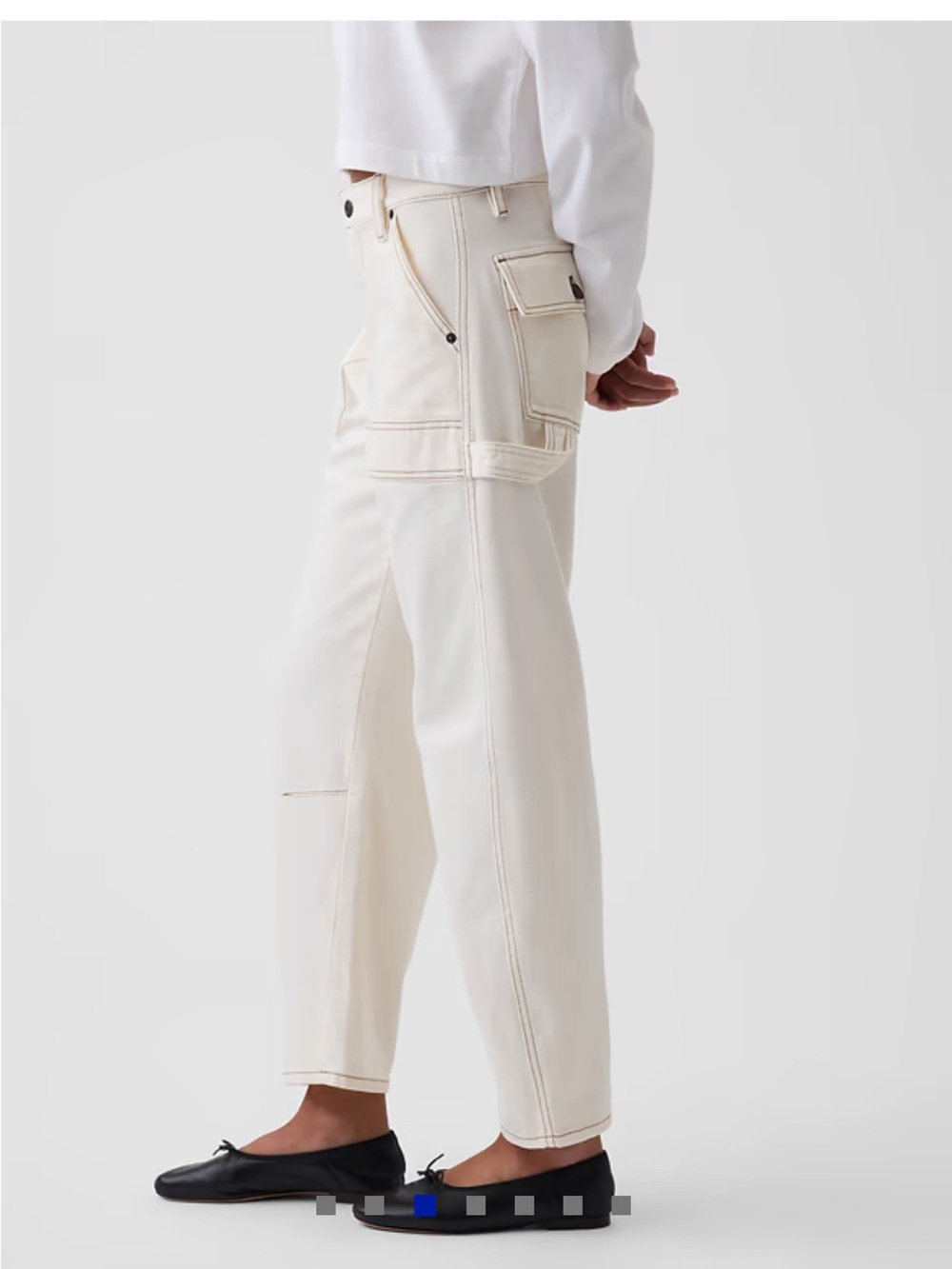 NWT. GAP Women's Cargo Barrel Jeans - Cream - Picture 2 of 8